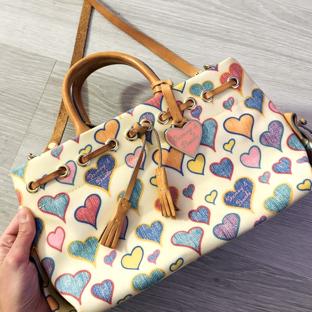 VTG Y2K Dooney & Bourke Multicolor Heart Print Women's Bag